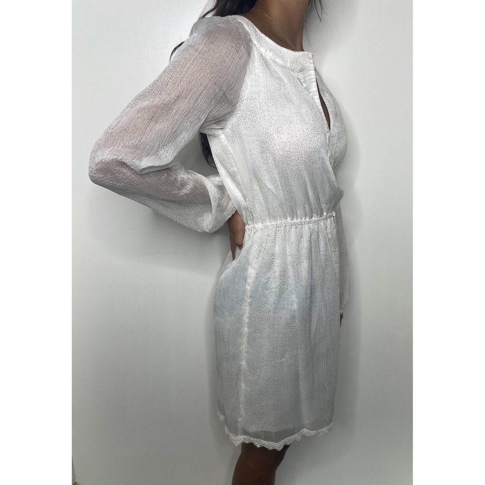 Chelsea&Violet Boho Dress , Ivory/Gold Bead, Lined, Long Sheer Sleeves, Size S - Picture 3 of 16